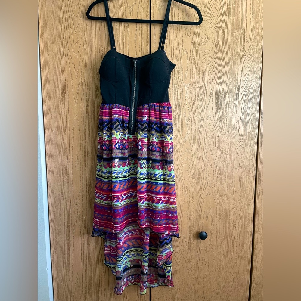 High low front zipper dress